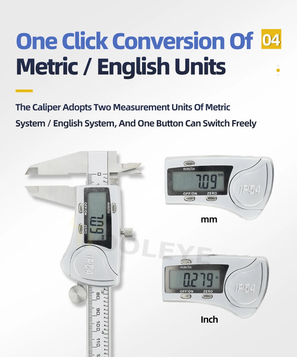IP54 Calipers Stainless Steel Digital Pachymeter Caliber Measuring Tools Carpenter Tools Electronic Caliper Metal Vernier Ruler