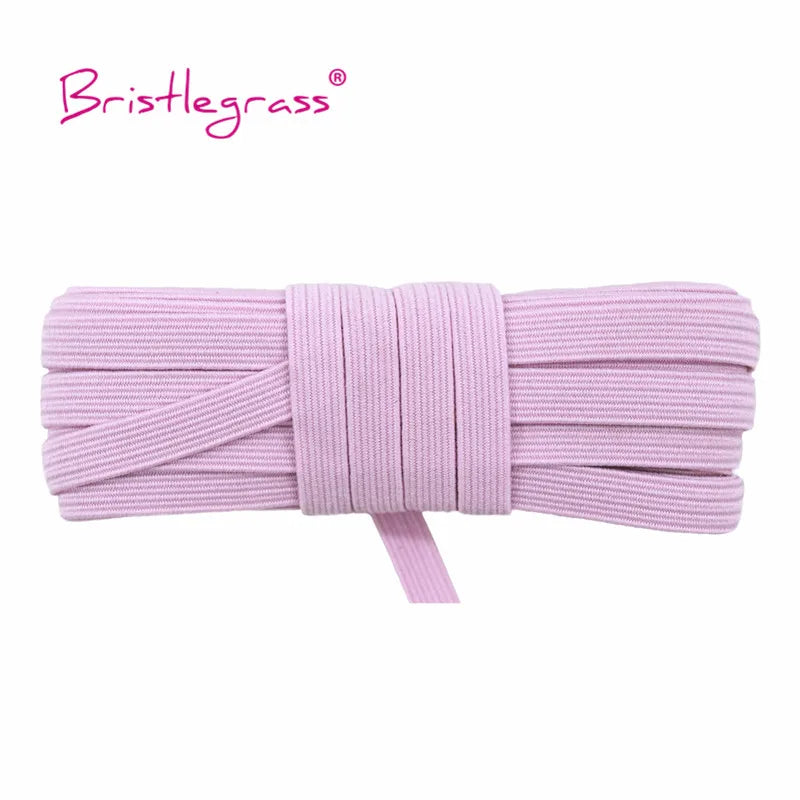 BRISTLEGRASS 2 5 10 Yard 1/4" 6mm Flat Skinny Elastic Cord Glitter Latex Rubber Band Rope Notebook Earloop Dress DIY Sewing Trim