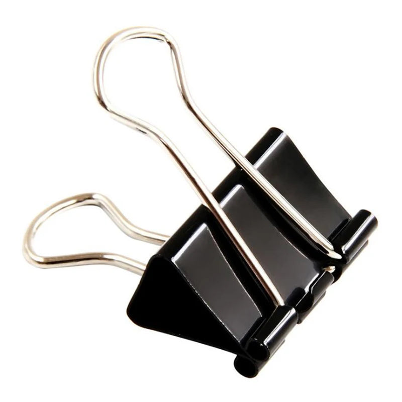 10PCS Metal Paper Clip 19 25 32 41 51mm Foldback Metal Binder Clips Black Grip Clamps Paper Document Office School Stationery