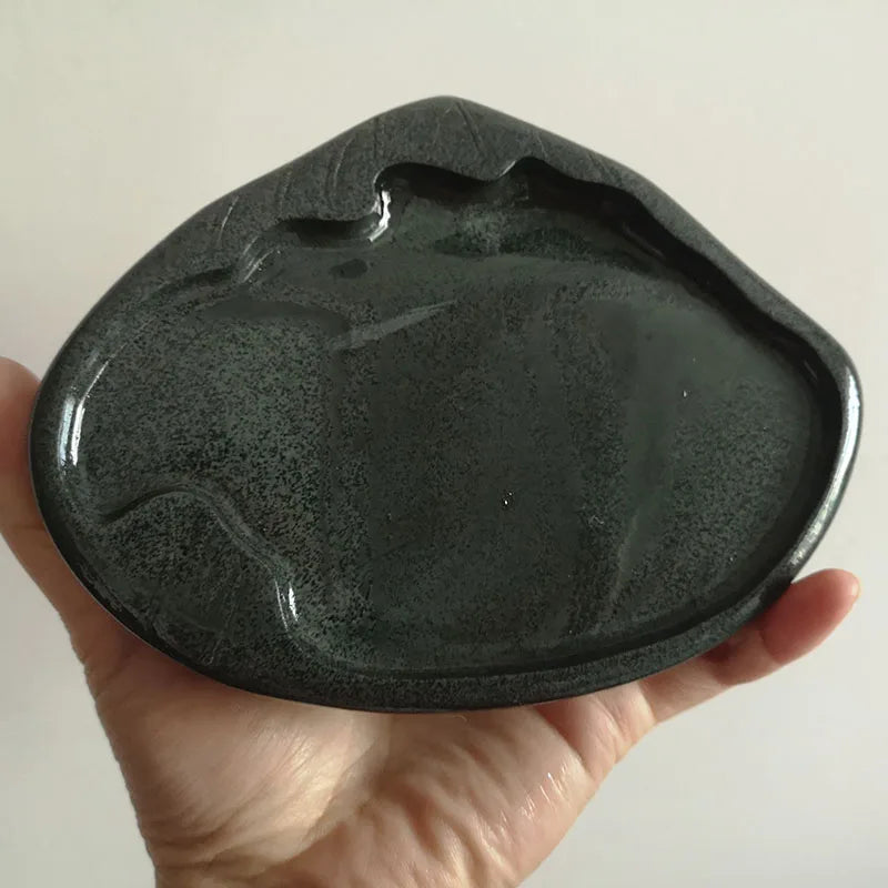 Chinese Inkstone Rectangle Calligraphy Ink stone student Ink Well with cover Inkwell Grinding Made of Natural stone Ink-well
