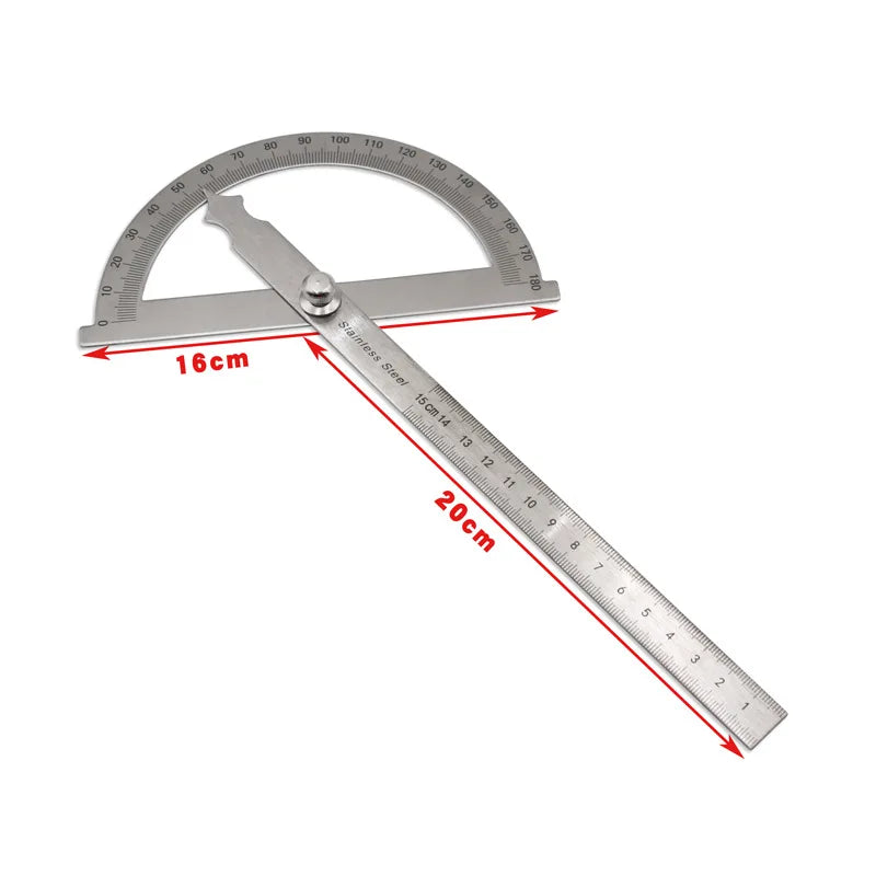 0-180 degree 300mm 12inch steel Protractor steel  30cm goniometer Round Head Stainless Steel General Tool 15cm steel angle ruler