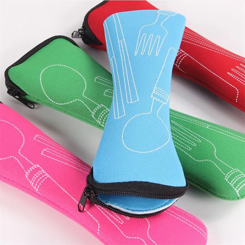 Portable Tableware bag cutlery bag Dinner Set Travel packaging storage box Dinnerware picnic fork spoon bag Organize with Zipper