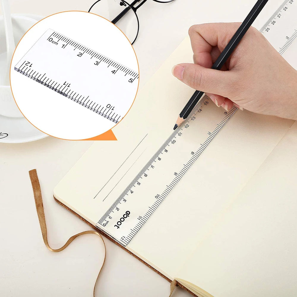 Transparent Plastic Ruler 6/8/12 Inch Standard/metric Rulers Straight Ruler Measuring Drawing For Student School Office Supplies