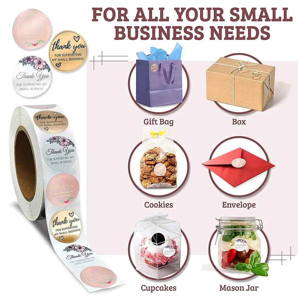 100-500pcs Thank You for My Small Business Stickers Paper Thank You Label Sticker Kraft paper Adhesive Shipping Mail Labels