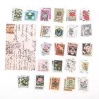 Yoofun 46pcs/pack Vintage Stickers Postage Stamp Sticker Retro Museum Flower Plants Castle Label for Scrapbooking Journal DIY
