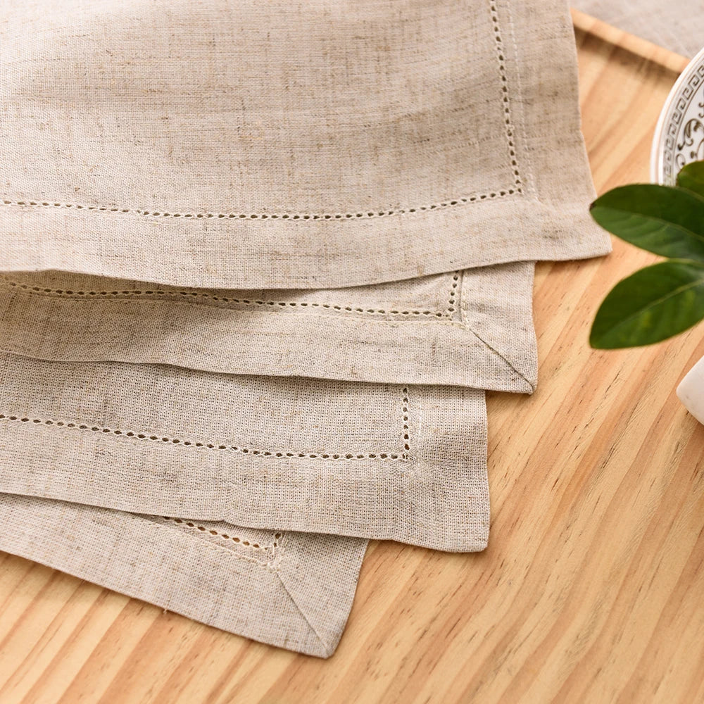 12pcs Table Napkins Wedding Party Dinner Table White Cloth Napkin Restaurant Home Napkins Cotton Linen Handkerchie 4 Size