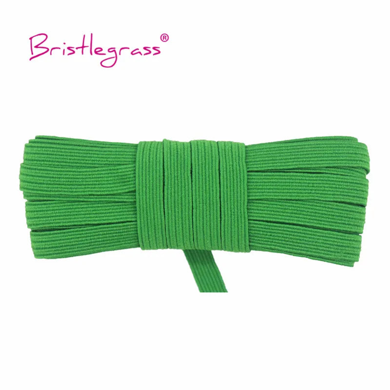 BRISTLEGRASS 2 5 10 Yard 1/4" 6mm Flat Skinny Elastic Cord Glitter Latex Rubber Band Rope Notebook Earloop Dress DIY Sewing Trim