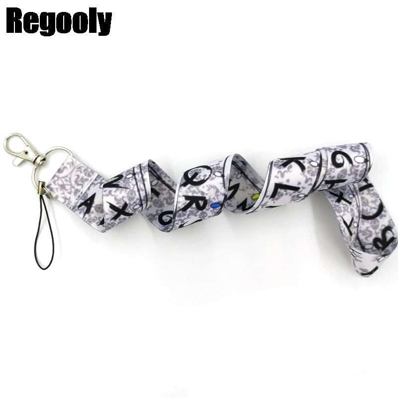 Letters Anime Lanyard Badge Holder ID Card Lanyards Mobile Phone Rope Key Lanyard Neck Straps Keychain Key Ring