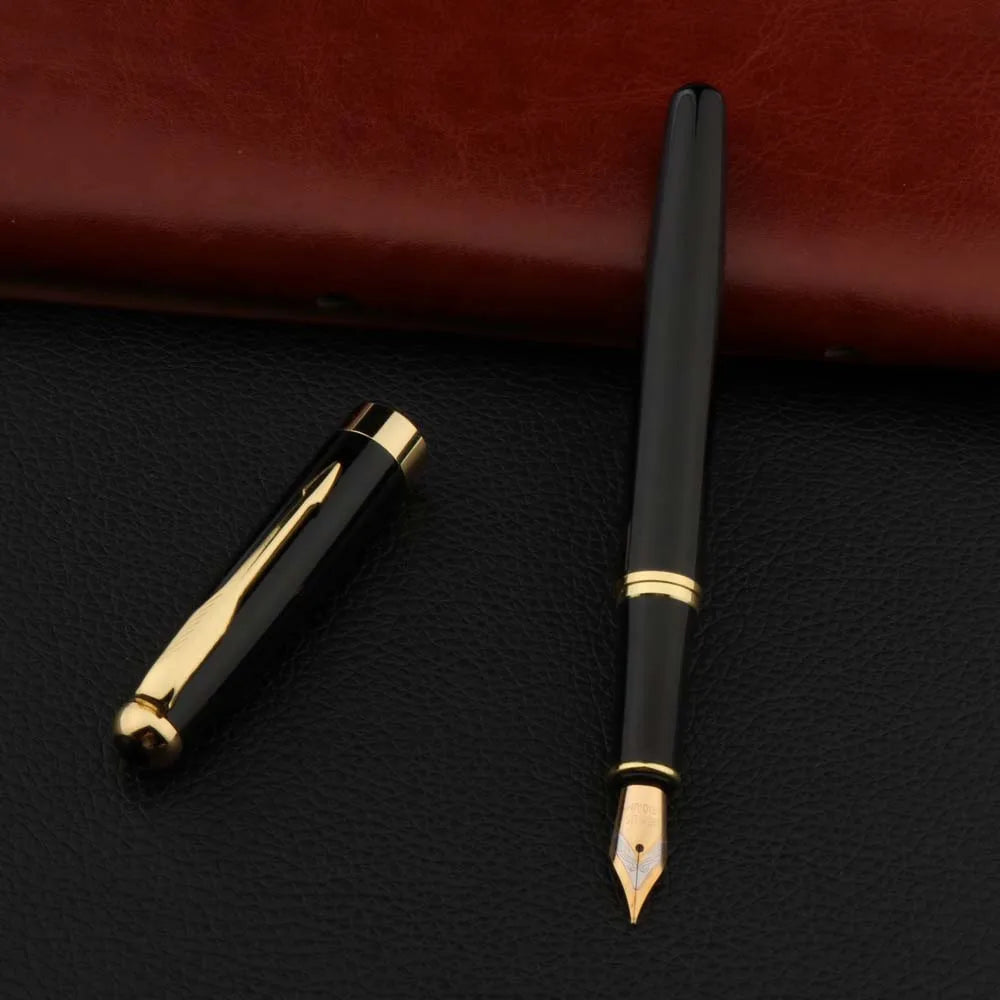 High Quality Metal 388 Fountain Pen Business Black Golden Student  Stationery Office School Supplies Gift Ink Pens