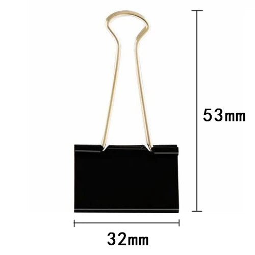 10PCS Metal Paper Clip 19 25 32 41 51mm Foldback Metal Binder Clips Black Grip Clamps Paper Document Office School Stationery