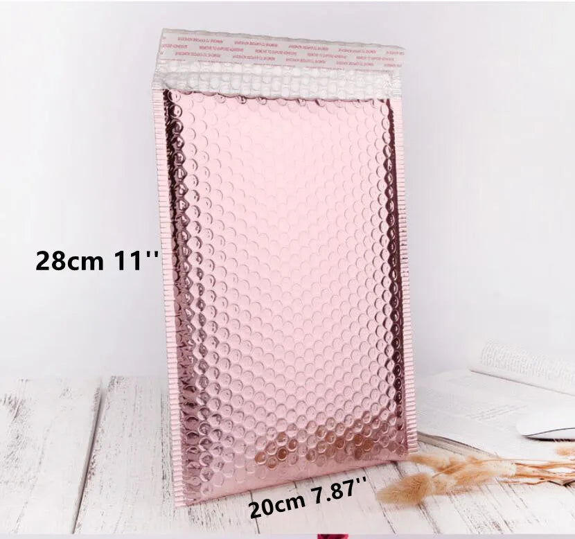 50pcs Rose Gold Poly Bubble Mailer Envelopes Aluminum Foil Padded Envelopes Self Seal Bubble Shipping Mailer Bags