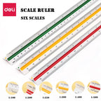 DELI Triangular Scale Ruler Drafting Tool for Architects Engineers and Students, Technical Drawing Ruler Stationery Supplies