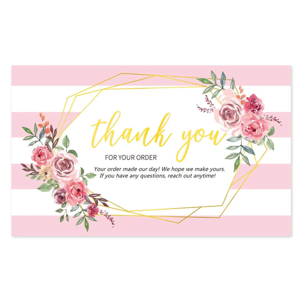 30 Pcs/pack Thank You Card Foil Gold Card Thank You For Your Supporting My Small Business Card Small Shop Gift Decorative Card