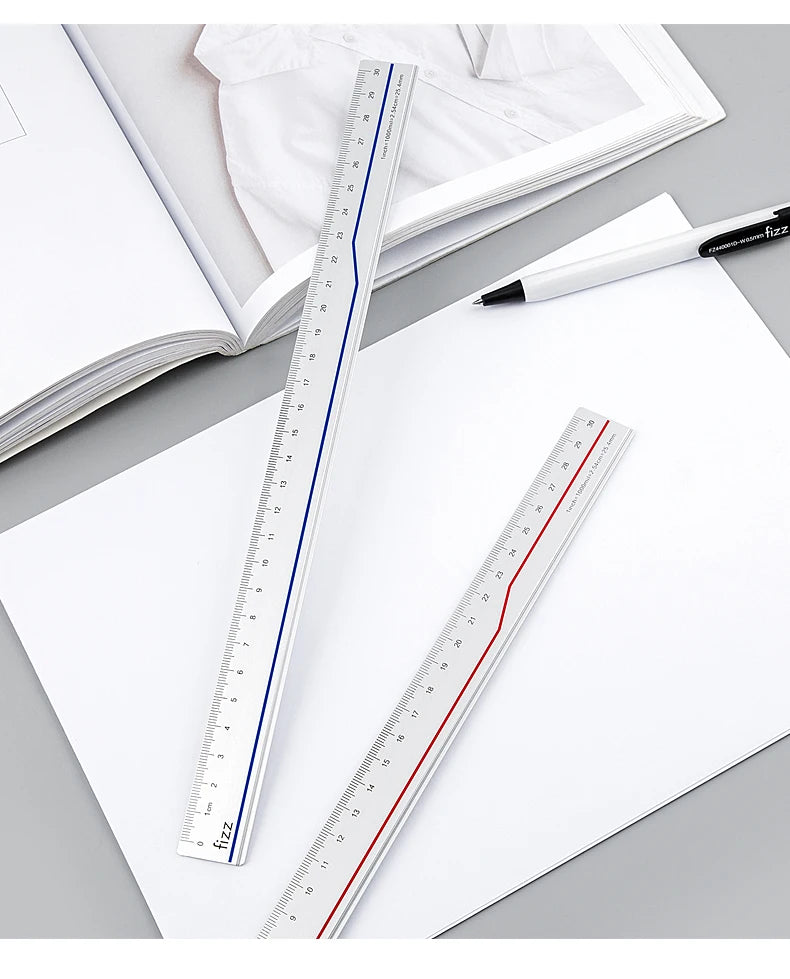 Youpin 4 in 1 Fizz Metal Ruler Stationery Set Aluminum Alloy Multifunctional Combination Ruler Ruler Triangle Protractor Drawing