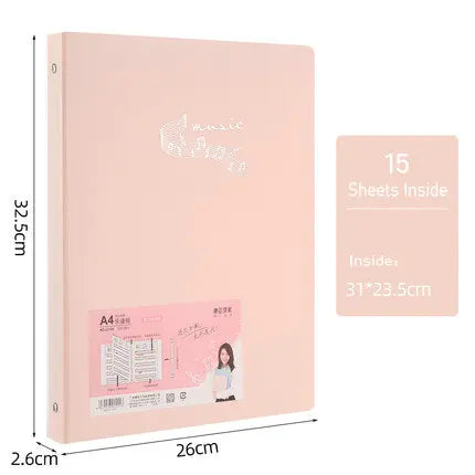 Piano Music Binder A4 3-Rings Sheet Music Folder Transparent Sleeves Music Scores A4 Folder With Rings