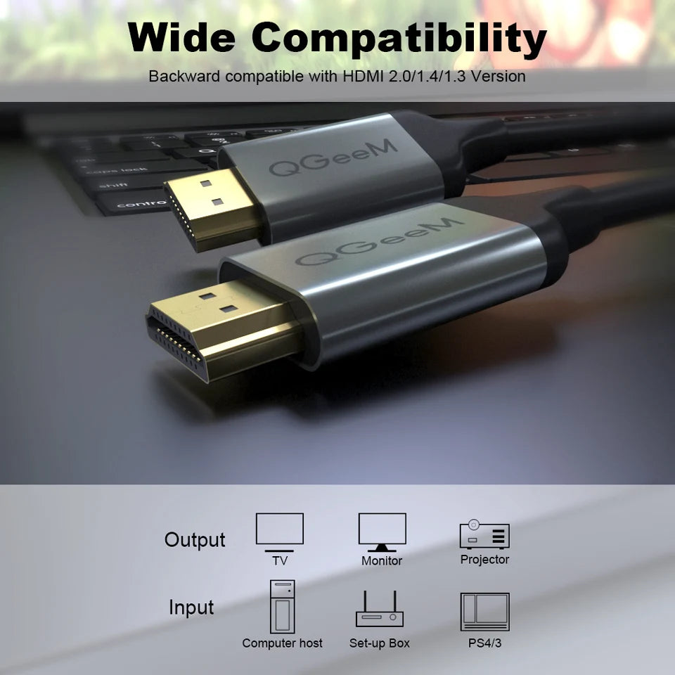 QGeeM 8K HDMI Cable HDMI 2.1 Wire for Xiaomi Xbox Serries X PS5 PS4 Chromebook Laptops 120Hz HDMI Splitter Digital Cable Cord 4K