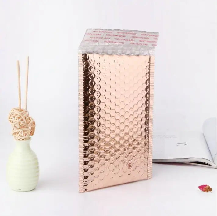 50pcs Rose Gold Poly Bubble Mailer Envelopes Aluminum Foil Padded Envelopes Self Seal Bubble Shipping Mailer Bags