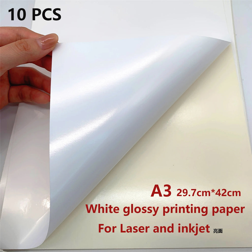 10/50pcs Waterproof sticker paper A4 Laser Inkjet Printer Paper White Glossy Transparent  Self Adhesive Sticker Label Copy Paper
