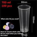 100PCS Plastic Cups With Dome Lids for Iced Cold Drink Coffee Tea Smoothies Sodas Water Party Disposable Tableware dessert cups