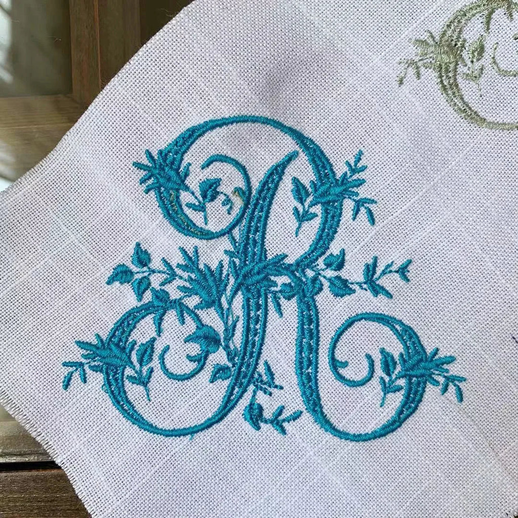 Customized Victorian Monogrammed Embroidered Dinner Napkins Placemat，Elegant Design for Wedding, Party, Gift