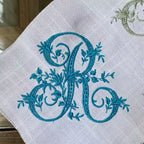 Customized Victorian Monogrammed Embroidered Dinner Napkins Placemat，Elegant Design for Wedding, Party, Gift