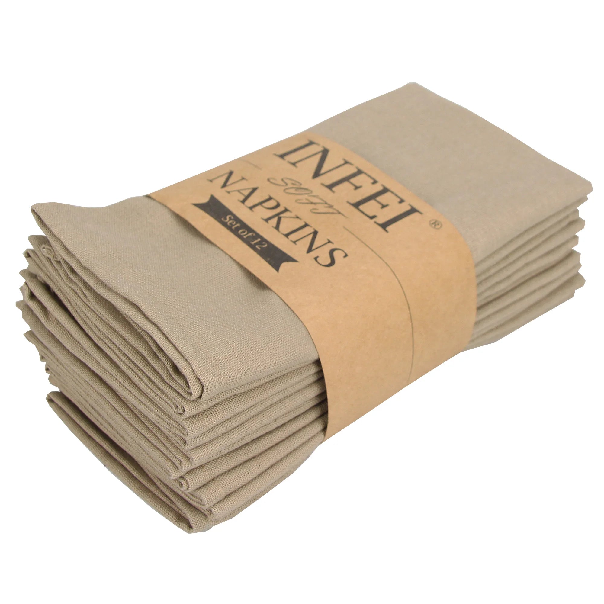 Set of 12 PCS 40x40cm Cotton Linen Blended Cloth Napkins Placemats Soft Dining Table Tea Towels For Home & Events Use