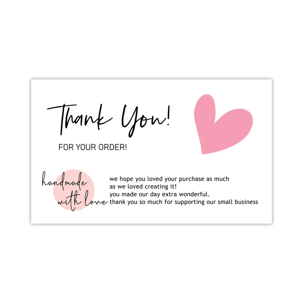 30pcs/pack Pink Thank You Card For Supporting Business Package Decoration "Gorgeous Thanks" Business Card Handmade With Love