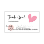 30pcs/pack Pink Thank You Card For Supporting Business Package Decoration "Gorgeous Thanks" Business Card Handmade With Love