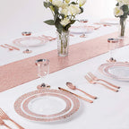 10/16PCS Rose gold disposable tableware table knife fork spoon cutlery birthday party decorations wedding gender reveal supplies