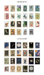 Yoofun 46pcs/pack Vintage Stickers Postage Stamp Sticker Retro Museum Flower Plants Castle Label for Scrapbooking Journal DIY