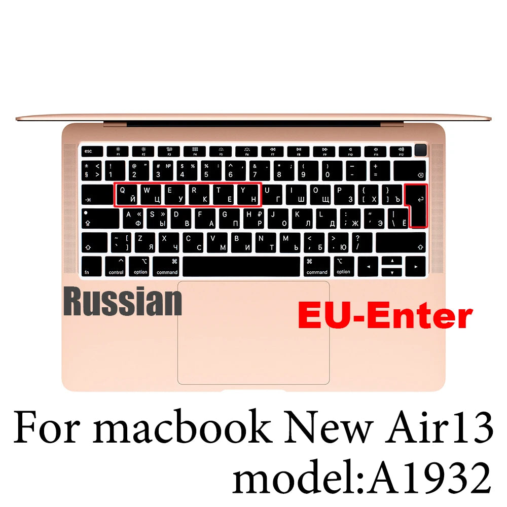 Russian Silicone Keyboard Cover Protector for Macbook Air13/12/15/16Pro Touchbar A2992/A3113/A2941/A1990/A3114/A2289A2337/A2141