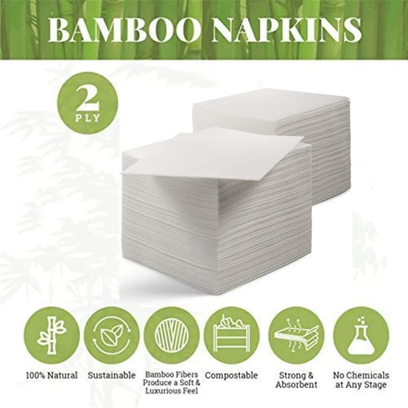 100% Compostable and Eco-friendly Paper Dinner Napkins Perfect for Everyday Dinning,Beverages or Cocktail Disposable