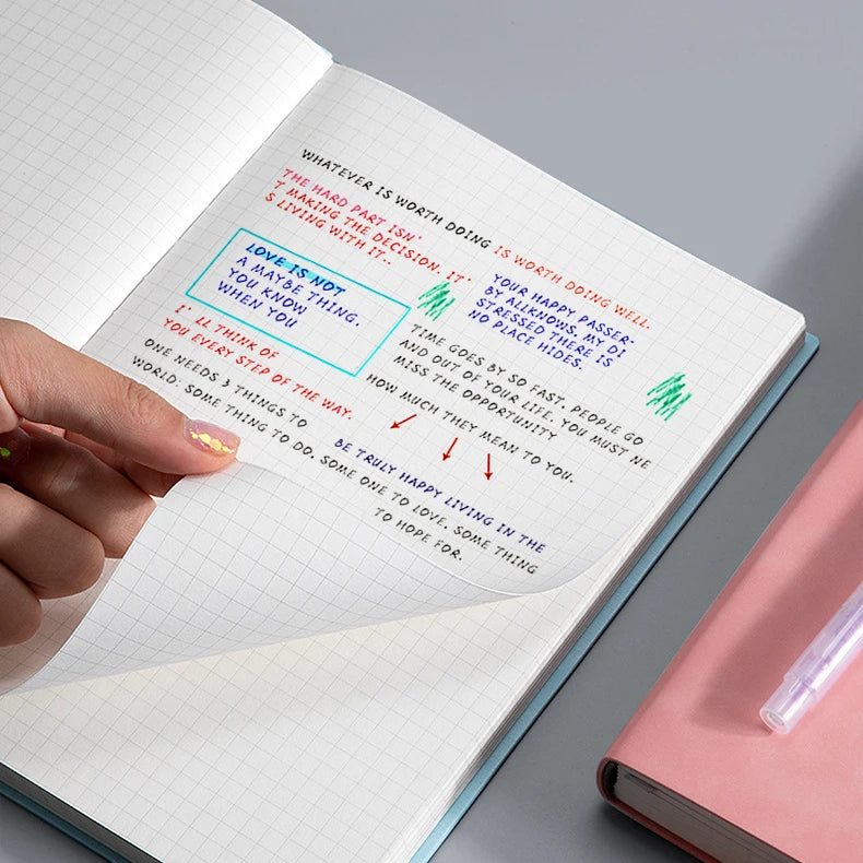 A5/B5 Thickened Notebook 100sheets Grid Square Diary Notebooks and Journals Soft Pu Leather Sketchbook School Stationery