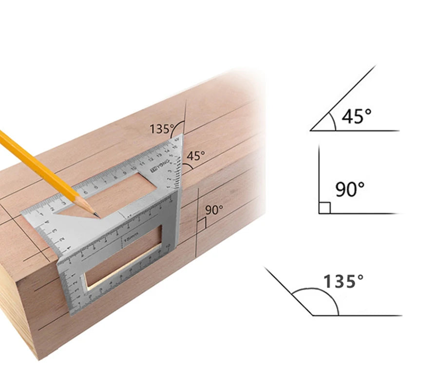 Aluminum Woodwork Scriber T Ruler Multifunction Square 45/90 Degree Gauge Angle Ruler Measuring Woodworking Tool
