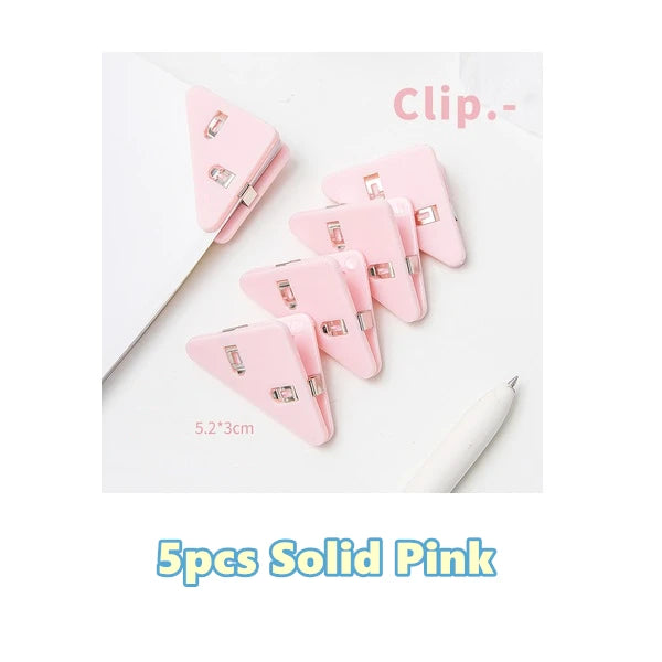 5pcs Mini Color Corner Clips Set Transparent & Solid Colorful Page Holder Paper Clip Clamp File Index Photo Office School A6692