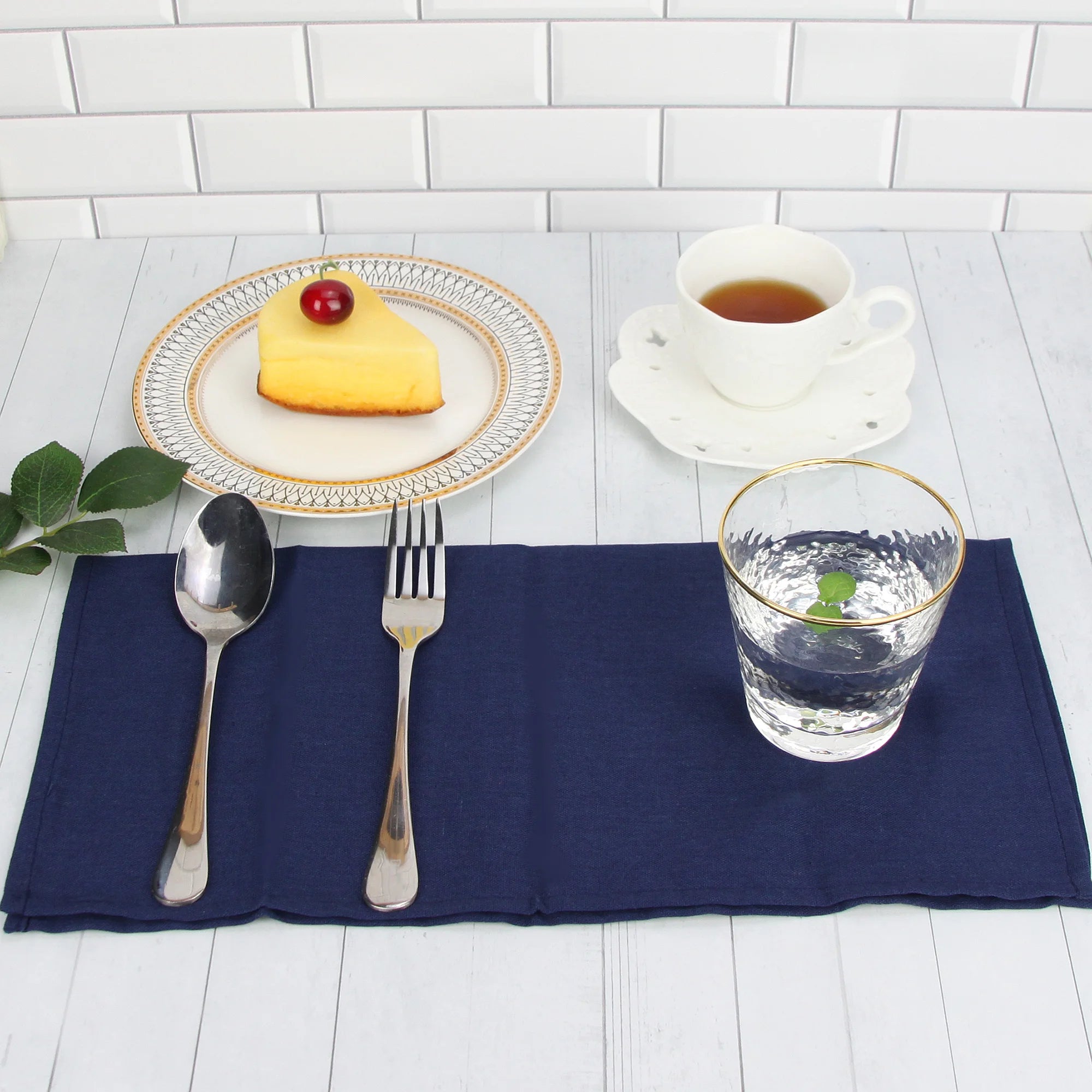 Set of 12 PCS 40x40cm Cotton Linen Blended Cloth Napkins Placemats Soft Dining Table Tea Towels For Home & Events Use