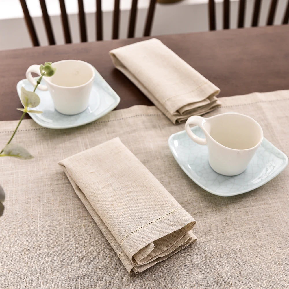12pcs Table Napkins Wedding Party Dinner Table White Cloth Napkin Restaurant Home Napkins Cotton Linen Handkerchie 4 Size