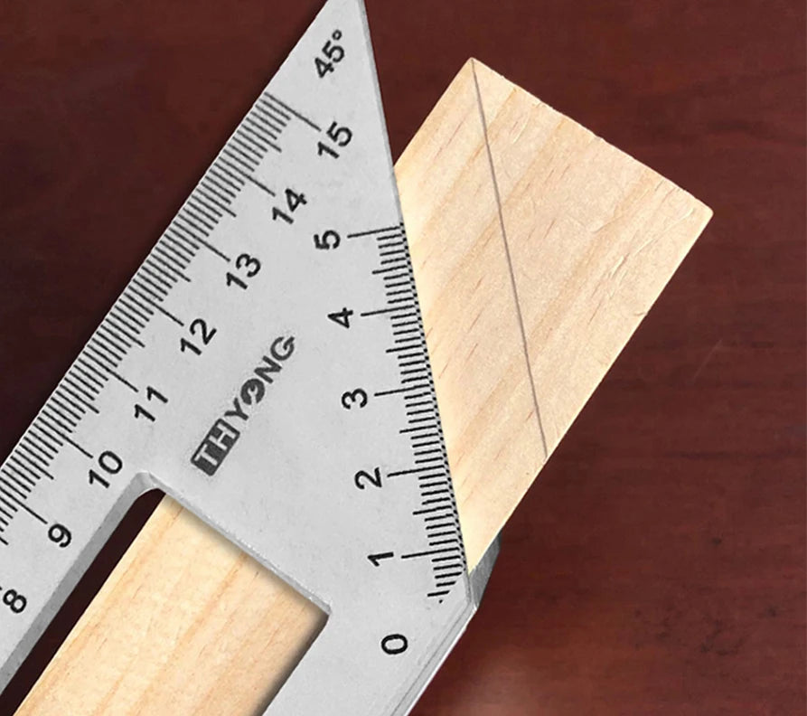 Aluminum Woodwork Scriber T Ruler Multifunction Square 45/90 Degree Gauge Angle Ruler Measuring Woodworking Tool