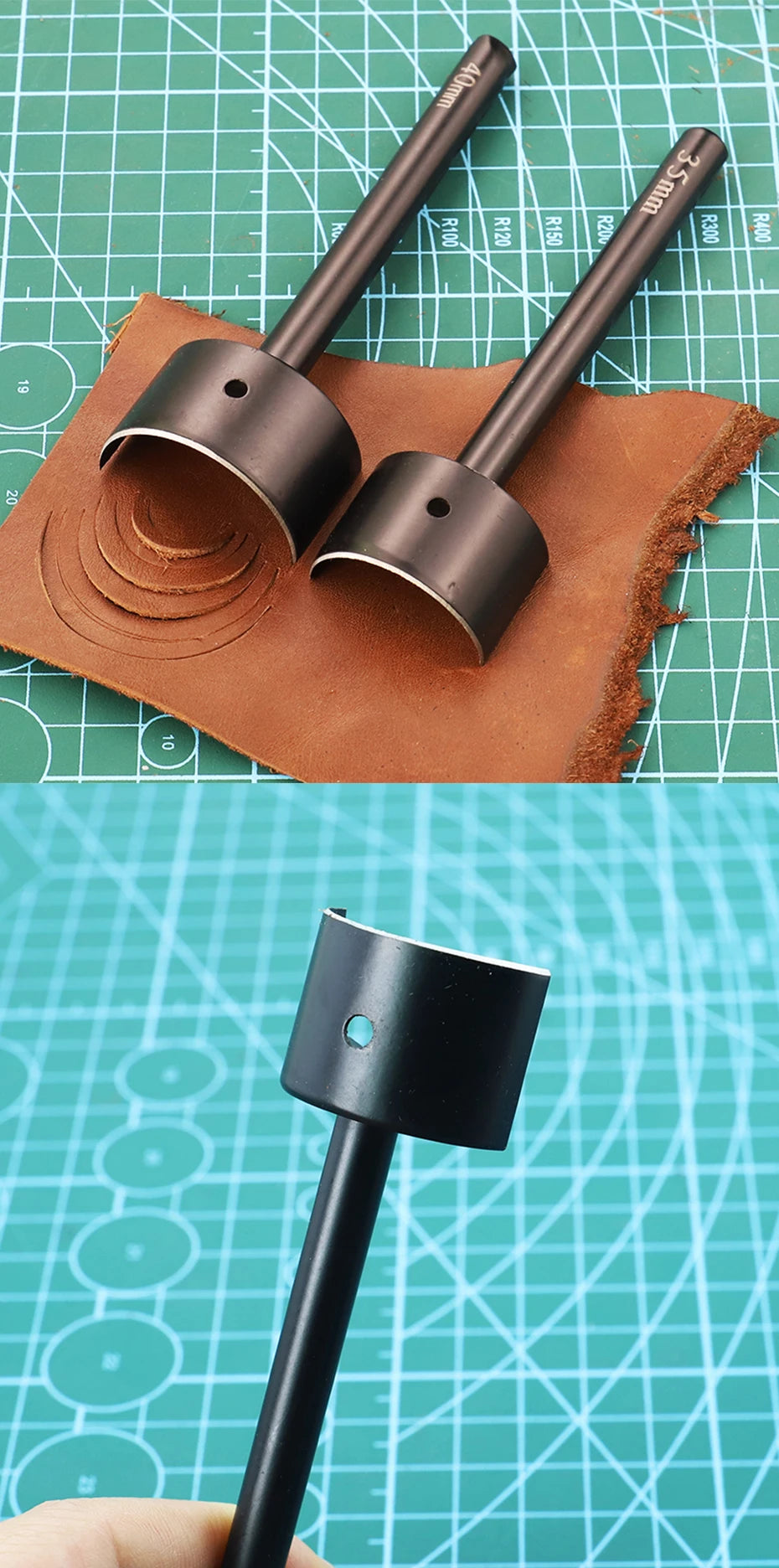 QJH Half-Round Leather Cutter Punch Strap End Punch Tool for DIY Crafting Handwork Strap Belt, Wallet and Bag (15 - 45 mm)
