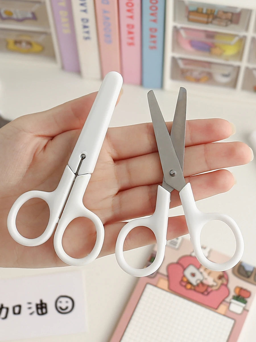 Mini White Scissor INS Style Portable Stainless Steel Blade Cutter for Paper Home Handwork Stationery Office School Gift F676