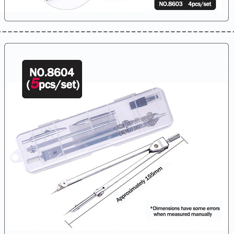 Stainless Steel Multifunctional Drafting Drawing Compass/Lead Core Math Geometry Circles Tool Durable Supplies 8600/8601