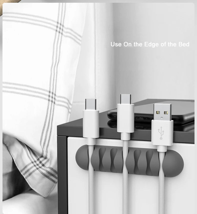 Smart Cable Holder Silicone Flexible Cable Winder Cord Management Clip Wire Organizer for USB Headphone Earphone Network Cable