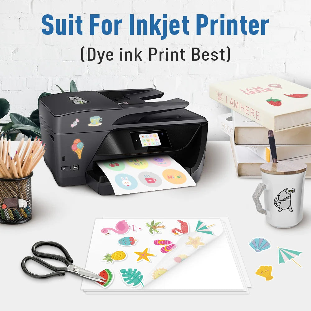 10Sheets Transparent Printable Vinyl Sticker Paper Waterproof A4 Self-Adhesive Copy Paper For Inkjet Printer to DIY Labels Craft