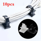 10pcs Adhesive Cable Organizer Clips Table Cable Management Adjustable Cord Holder For Car PC TV Charging Wire Bobbin Winder