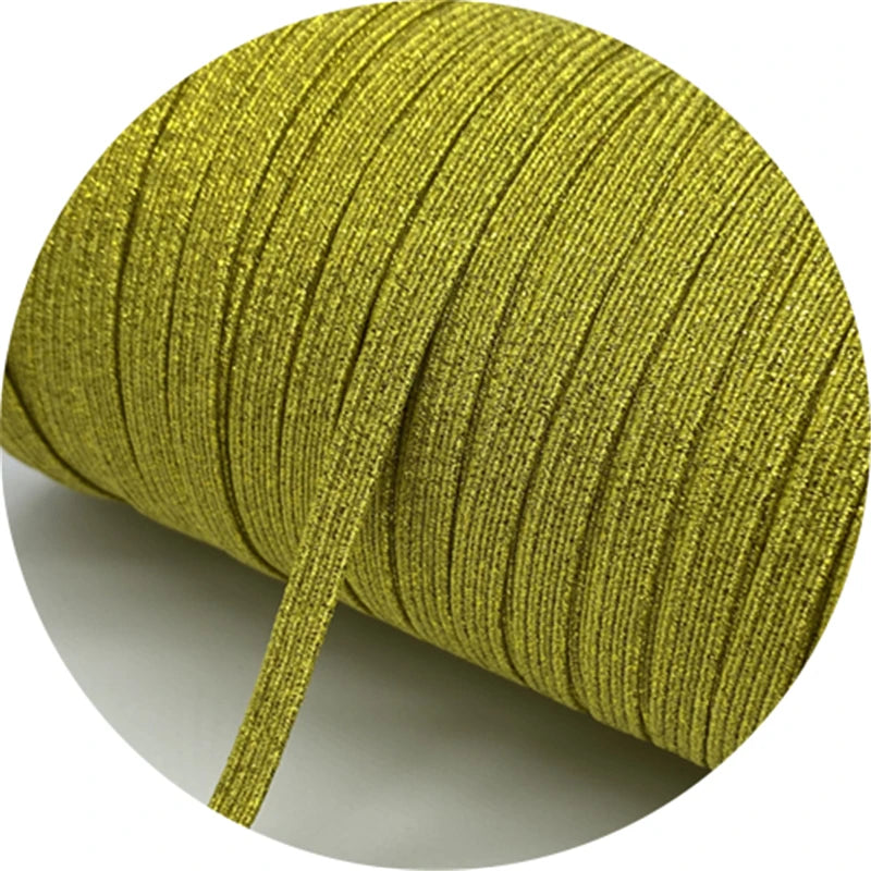 5yards/Lot 6mm Glitter Elastic Ribbon Sewing Elastic Band Fiat Rubber Band For Waist Band Stretch Rope DIY Mask Lanyard