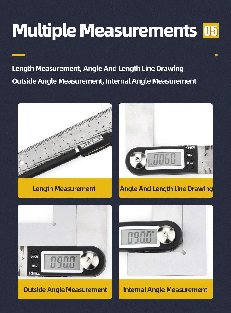 Goniometer Electronic Protractor Digital Gauge Angle Measurement Tool Multi Angle Ruler Woodworking Tools Meter Angle Finder 360