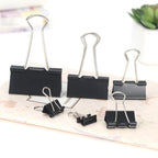 10PCS Metal Paper Clip 19 25 32 41 51mm Foldback Metal Binder Clips Black Grip Clamps Paper Document Office School Stationery