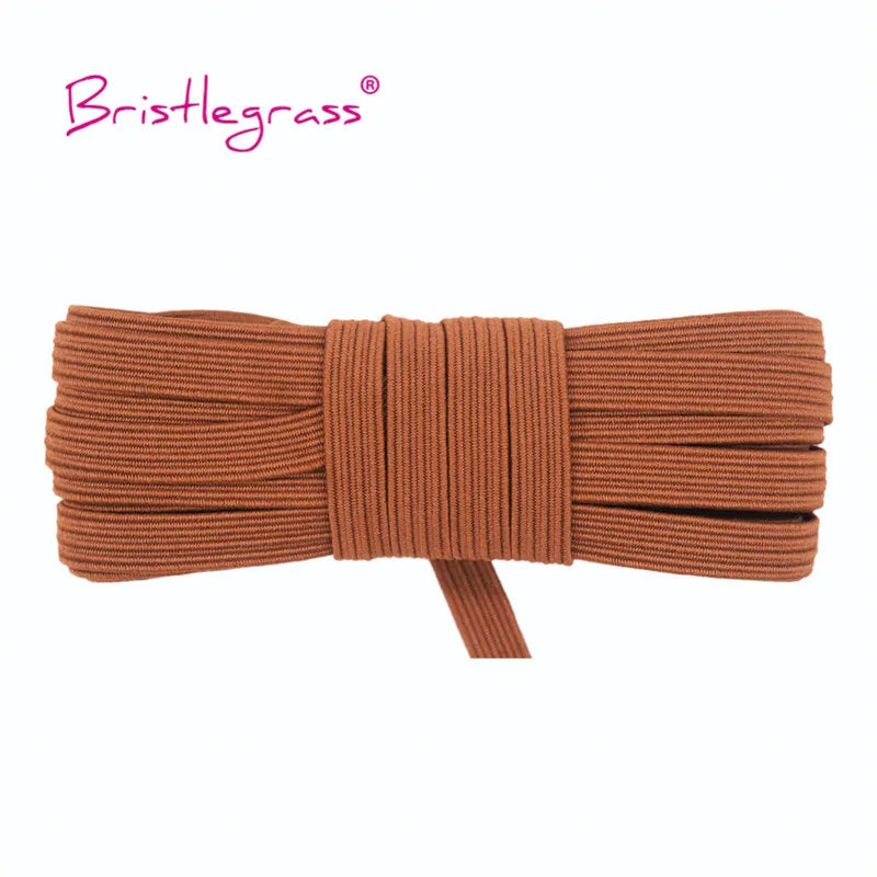 BRISTLEGRASS 2 5 10 Yard 1/4" 6mm Flat Skinny Elastic Cord Glitter Latex Rubber Band Rope Notebook Earloop Dress DIY Sewing Trim
