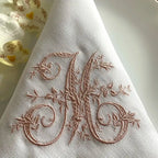 Customized Victorian Monogrammed Embroidered Dinner Napkins Placemat，Elegant Design for Wedding, Party, Gift