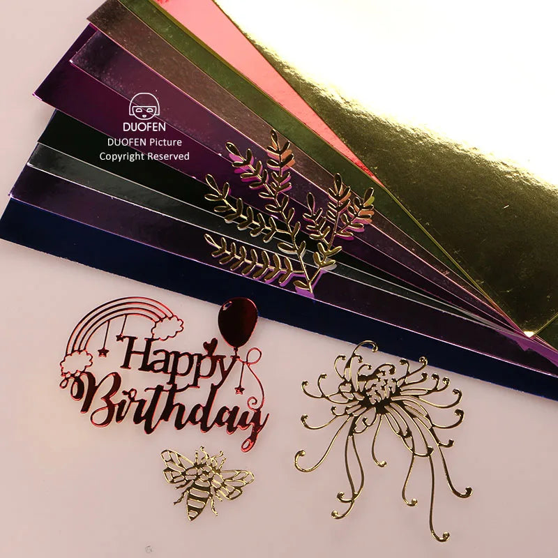 DUOFEN craft paper shining color golden gilded mirror suface A4 250g for DIY papercraft projects Scrapbook Paper Album